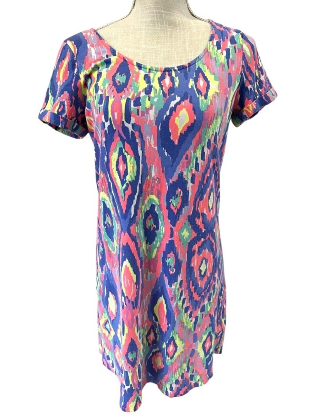 Lilly Pulitzer Multicolor Vibrant Ikat Print Short Sleeve Dress S